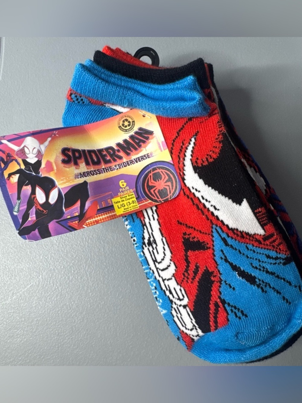 Spiderman across the spider-verse themed character socks miles morales 6-pack